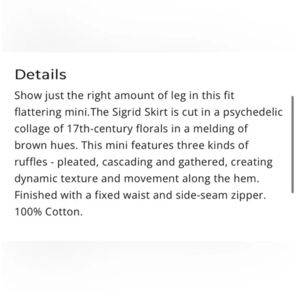 NWOT Ulla Johnson 100% Cotton Sigrid Tiered Mini Skirt in Brown Teak Size 6 - Picture 8 of 8